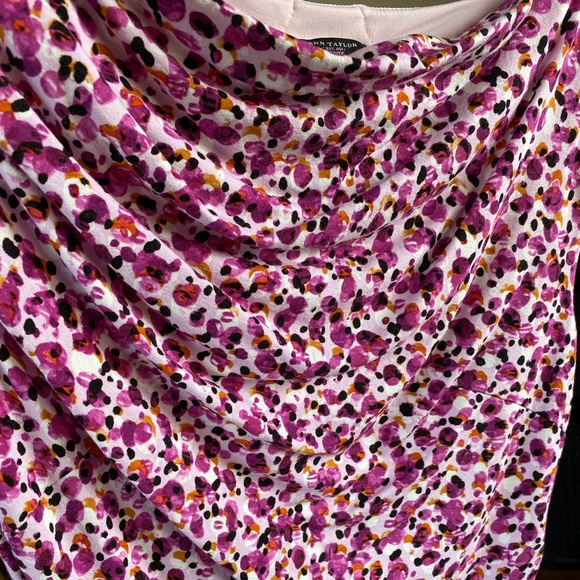 Ann Taylor Floral Ruched Dress SP Pink - Picture 6 of 11